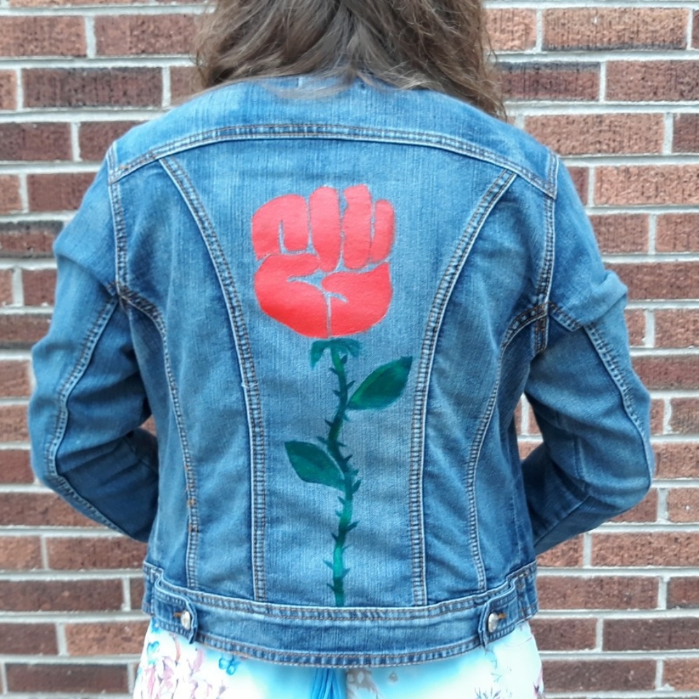 Handpainted Studded Denim Jacket